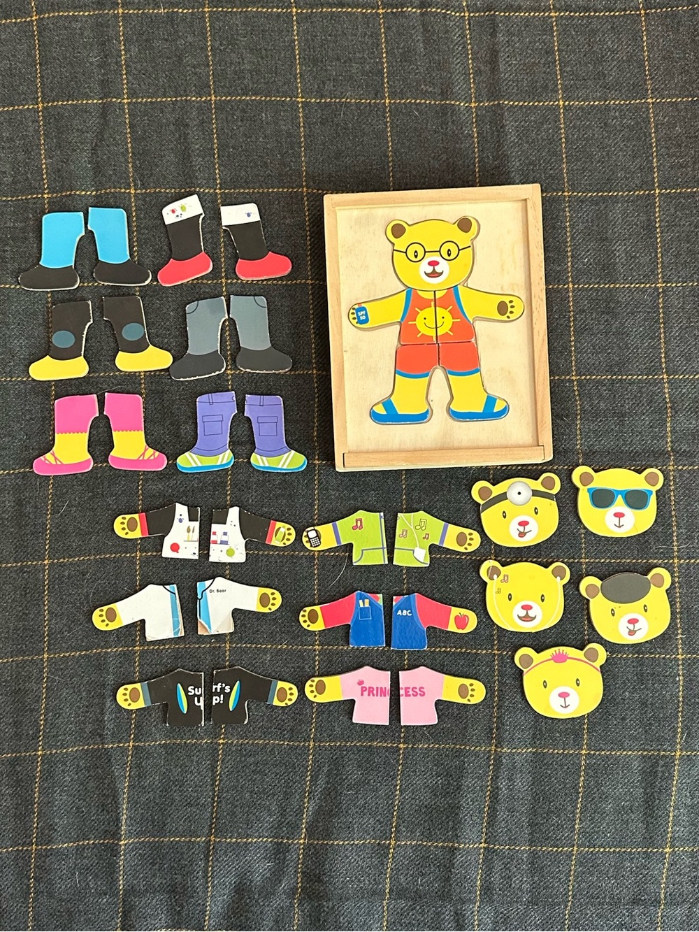 Wooden Bear set • matching game • child’s learning toy • stores inside box